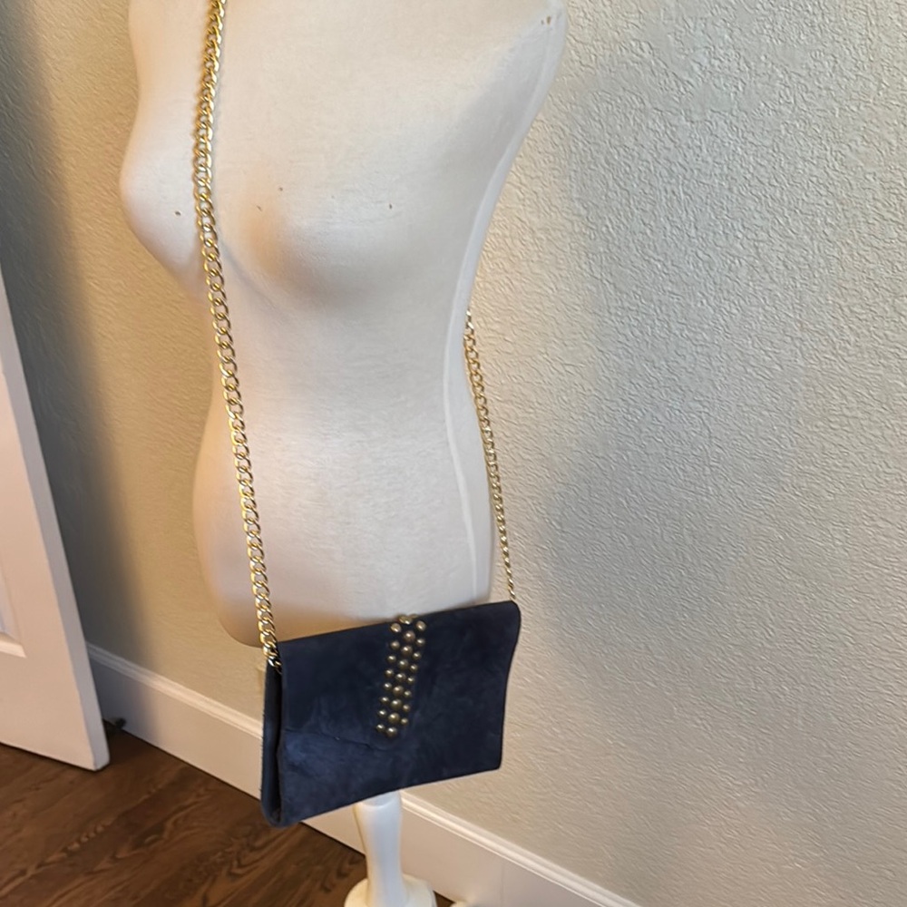 Sleek Black Crossbody Bag with Gold Chain